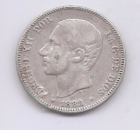 ALFONSO XII DEL AÑO 1882 *82 DE 2 PESETAS