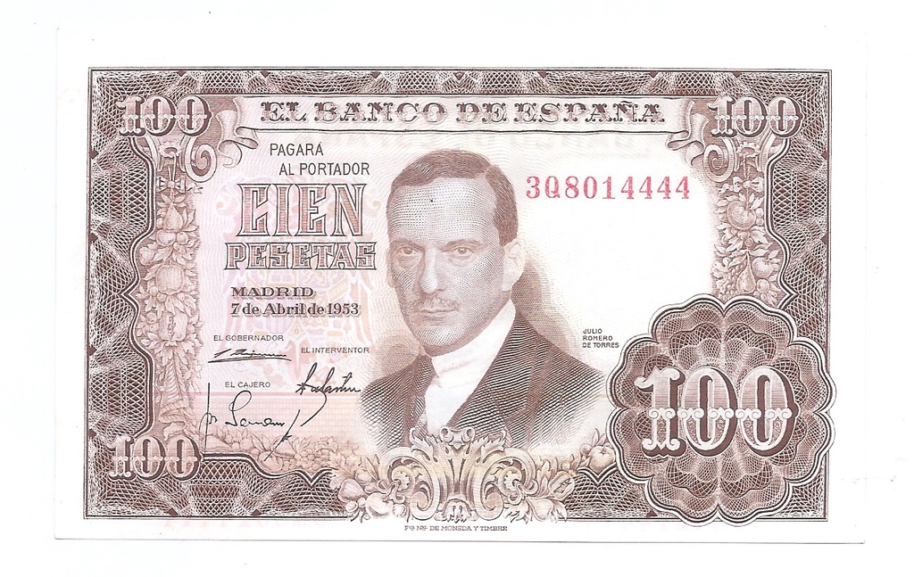 ESTADO ESPAÑOL AÑO 1953 DE 100 PTS
