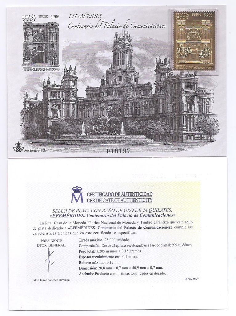 CENTENARIO PALACIO COMUNICACIONES DE MADRID. PRUEBA 143