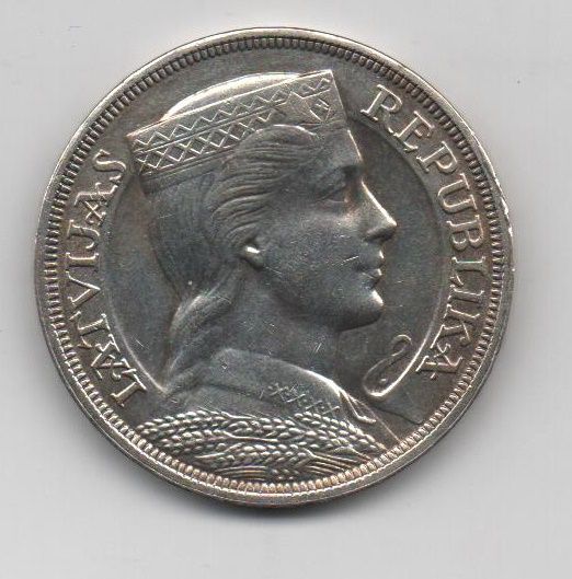 LETONIA DEL AÑO 1931 DE 5 LATI