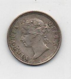 HONG KONG DEL AÑO 1889 DE 5 CENTIMOS LETRA H