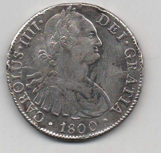 ESPAÑA CARLOS IV DEL AÑO 1800 DE 8 REALES