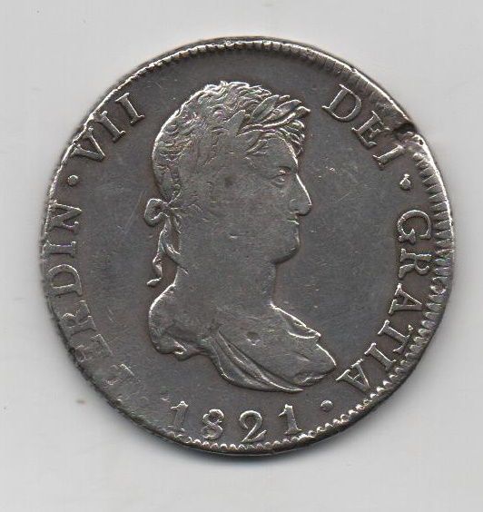 ESPAÑA FERNANDO VII DEL AÑO 1821 DE 8 REALES