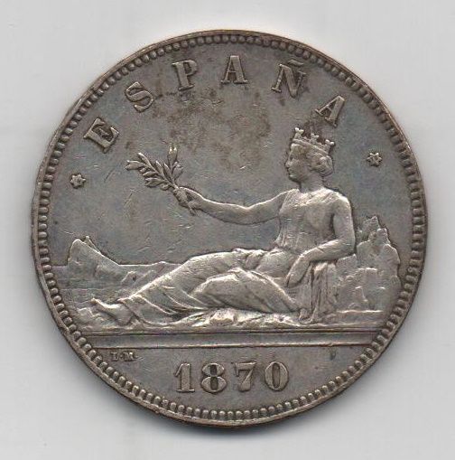 G. PROVISIONAL DEL AÑO 1870 *73 DE 5 PESETAS