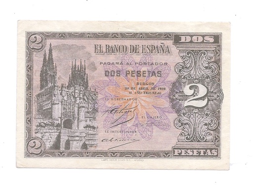 ESTADO ESPAÑOL AÑO 1938 DE 2 PTS