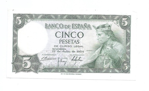 ESTADO ESPAÑOL AÑO 1954 DE 5 PTS