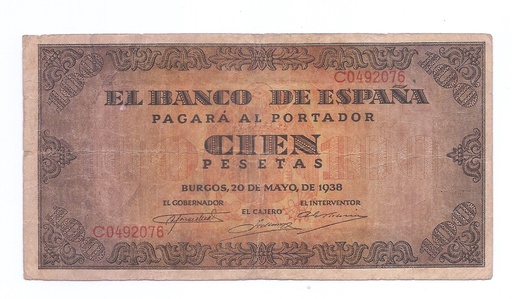 ESTADO ESPAÑOL AÑO 1938 DE 100 PTS