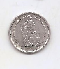 SUIZA DEL AÑO 1958 DE 1/2 FRANCO