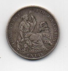 PERU DEL AÑO 1896 DE 1 DINERO