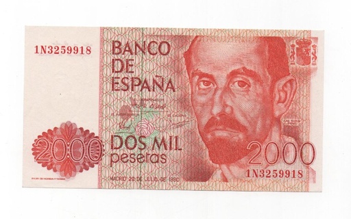 REINADO JUAN CARLOS I AÑO 1980 (22/07) DE 2000 PESETAS