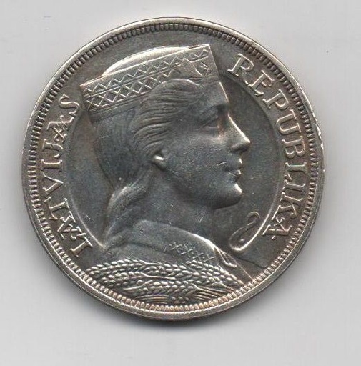 LETONIA DEL AÑO 1931 DE 5 LATI