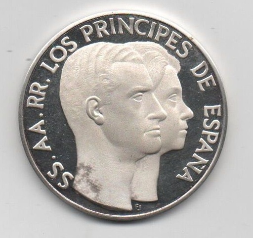 ESPAÑA- MEDALLA DE PLATA -PRINCIPES ESPAÑA J. CARLOS I SOFIA