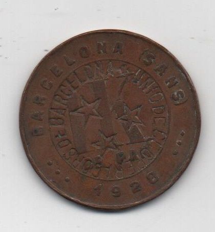 ESPAÑA COOPERATIVA SANTS BARCELONA DEL AÑO 1928 DE 10 CENTIMOS