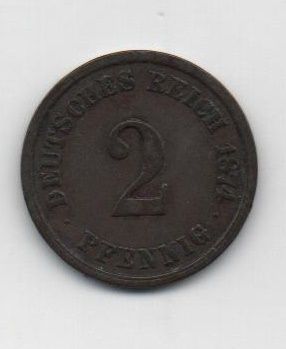 ALEMANIA IMPERIO DEL AÑO 1874 LETRA A DE 2 PFENNIG