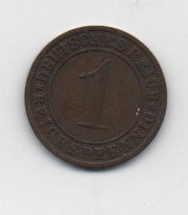ALEMANIA DEL AÑO 1930 IMPERIO REPUBLICA WEIMAR LETRA F DE 1 REICHSPFENNIG