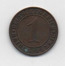 ALEMANIA DEL AÑO 1935 IMPERIO REPUBLICA WEIMAR LETRA J DE 1 REICHSPFENNIG