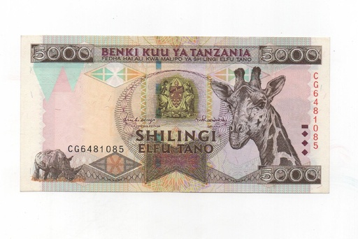 TANZANIA DEL AÑO 1997 DE 5000 SHILLINGI