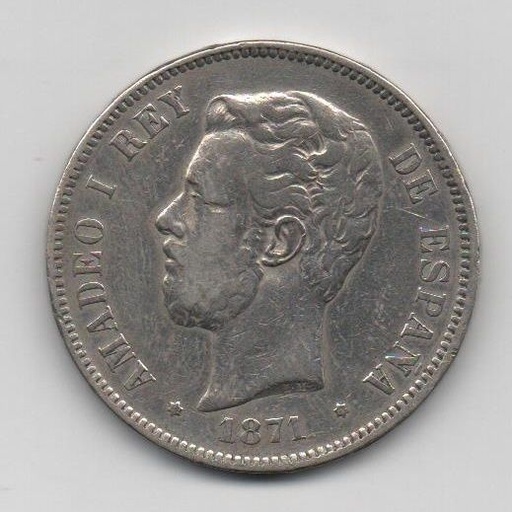 AMADEO I DEL AÑO 1871* 73 DE 5 PESETAS