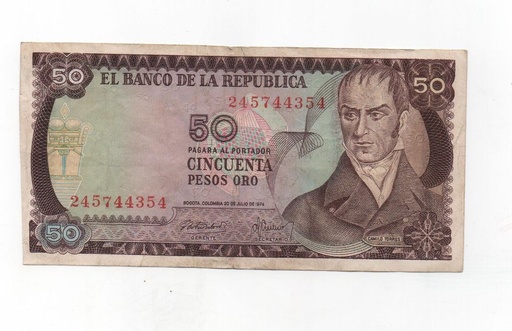 COLOMBIA DEL AÑO 1974 DE 50 PESOS