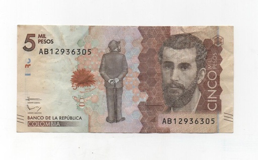 COLOMBIA DEL AÑO 2015 DE 5000 PESOS