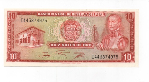 PERU DEL AÑO 1976 DE 10 SOLES DE ORO