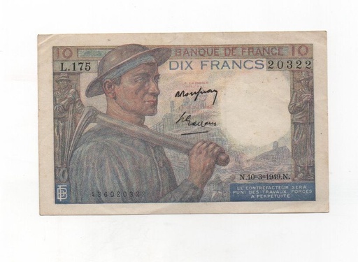 FRANCIA DEL AÑO 1949 DE 10 FRANCOS