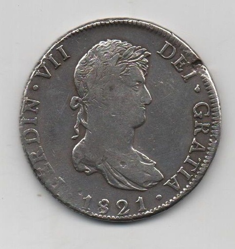 ESPAÑA FERNANDO VII DEL AÑO 1821 DE 8 REALES