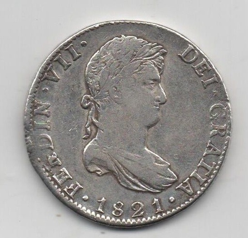ESPAÑA FERNANDO VII DEL AÑO 1821 DE 8 REALES