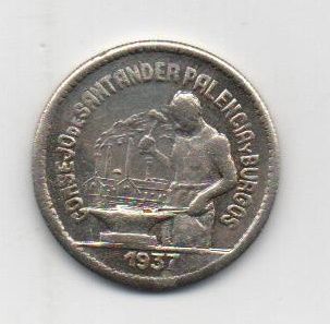 ESPAÑA GUERRA CIVIL CONSEJO SANTANDER, PALENCIA Y BURGOS DEL AÑO 1937 DE 0.50 CTS CECA PJR