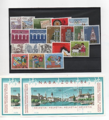AÑO COMPLETO SELLOS SUIZA DE 1984