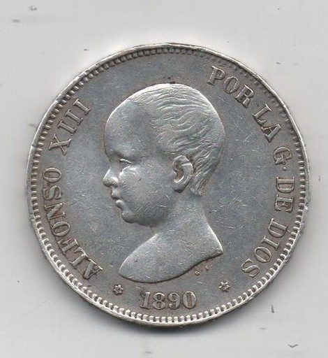 ALFONSO XIII DEL AÑO 1890 *90 DE 5 PESETAS