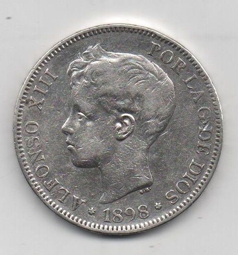 ALFONSO XIII DEL AÑO 1898 *98 DE 5 PESETAS