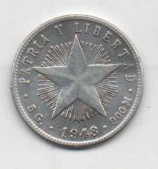 CUBA DEL AÑO 1948 DE 20 CENTAVOS