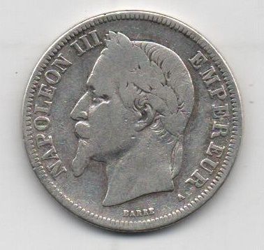 FRANCIA DEL AÑO 1869 DE 2 FRANCOS
