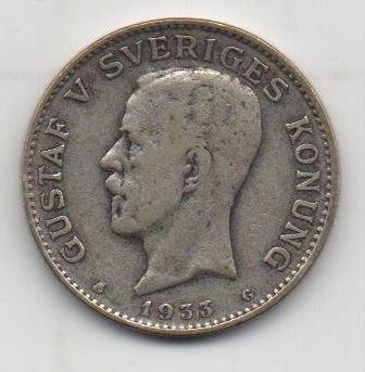 SUECIA DEL AÑO 1933 LETRA G DE 1 KRONA