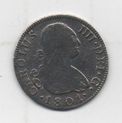 ESPAÑA CARLOS IV DEL AÑO 1801 DE 2 REALES