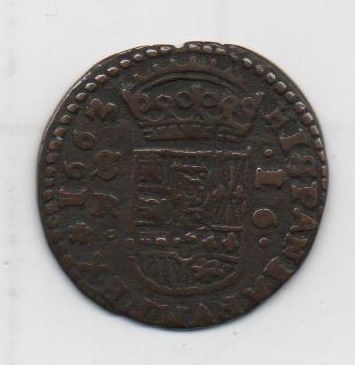 ESPAÑA FELIPE IV DEL AÑO 1663 DE 16 MARAVEDIS